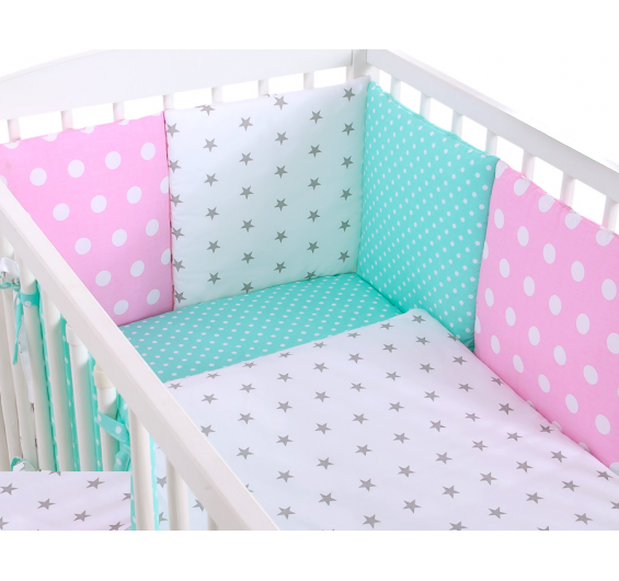 Conjunto de cama bebé  3 elementos dupla face ou protetor grande